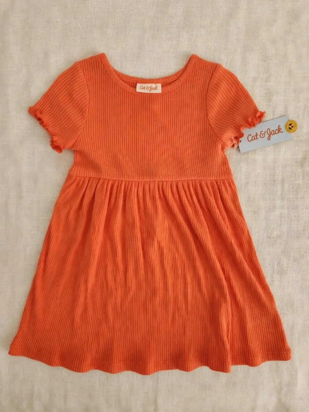 Cat & Jack 3T Orange Ribbed Dress NWT - Toddler Girl Summer Dress